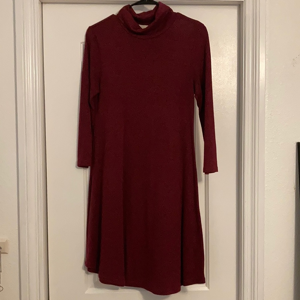 Cupid Maroon Turtleneck Sweater Dress